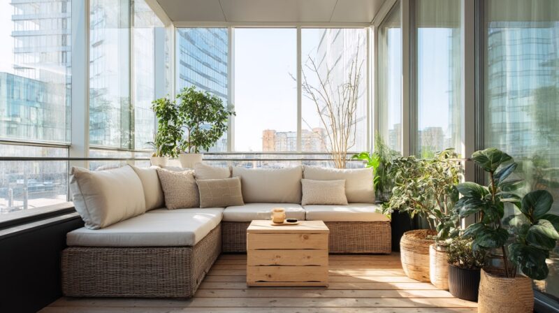 Funkcionalna ugaona garnitura u zastakljenoj terasi