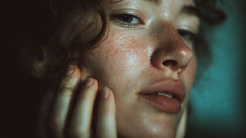 Žena dodiruje lice rukama